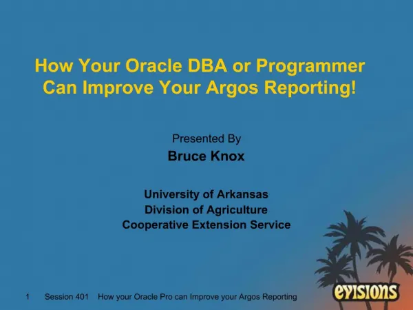 How Your Oracle DBA or Programmer Can Improve Your Argos Reporting