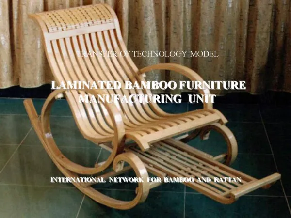 TRANSFER OF TECHNOLOGY MODEL LAMINATED BAMBOO FURNITURE MANUFACTURING UNIT