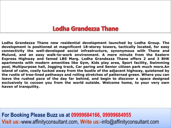 Lodha Grandezza, Lodha Grandezza Thane