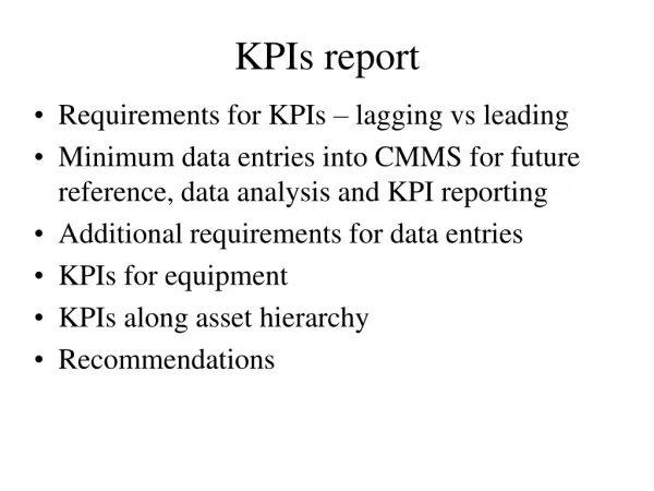 KPIs report
