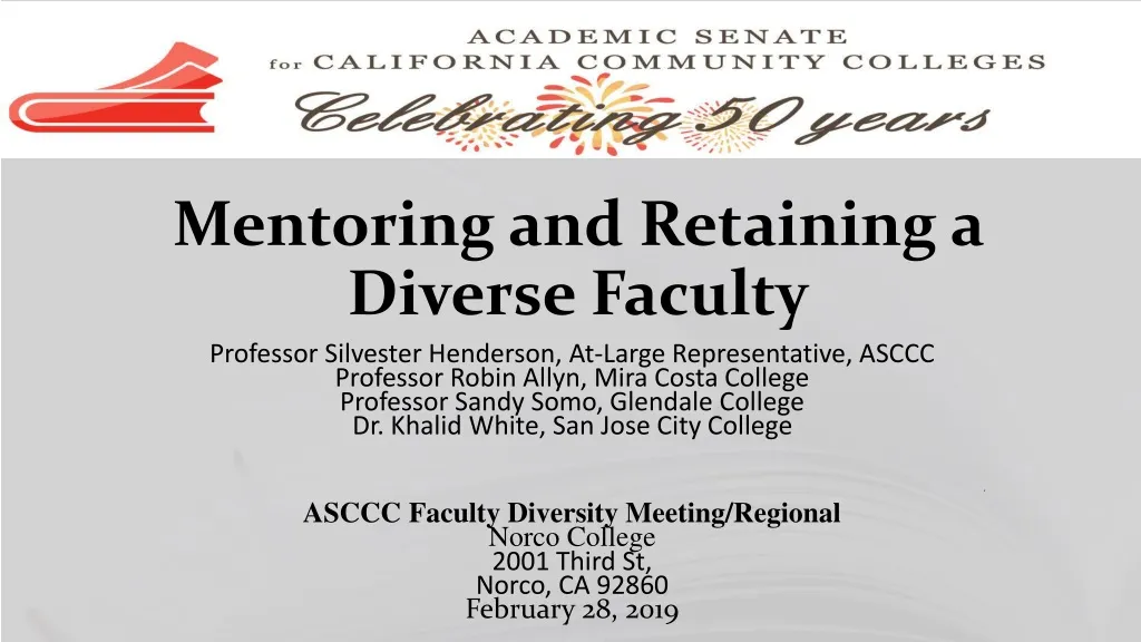 mentoring and retaining a diverse faculty