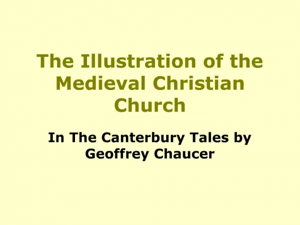 The Illustration of the Medieval Christian Church