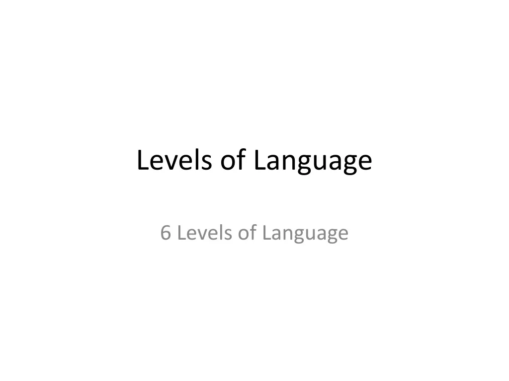 levels of language