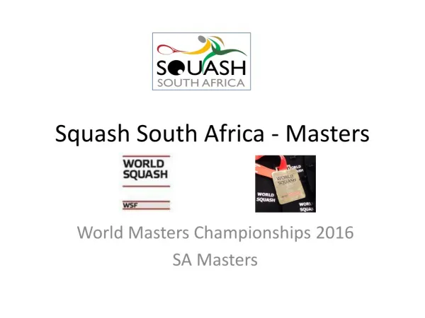 Squash South Africa - Masters