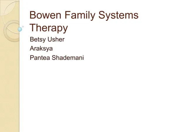 Bowen Family Systems Therapy