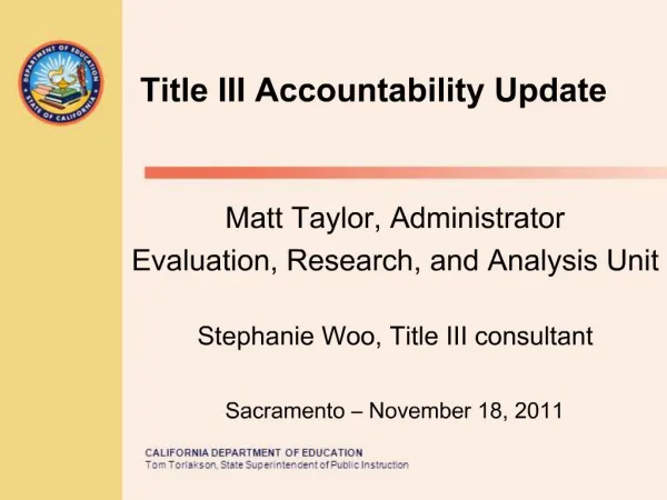 Title III Accountability Update