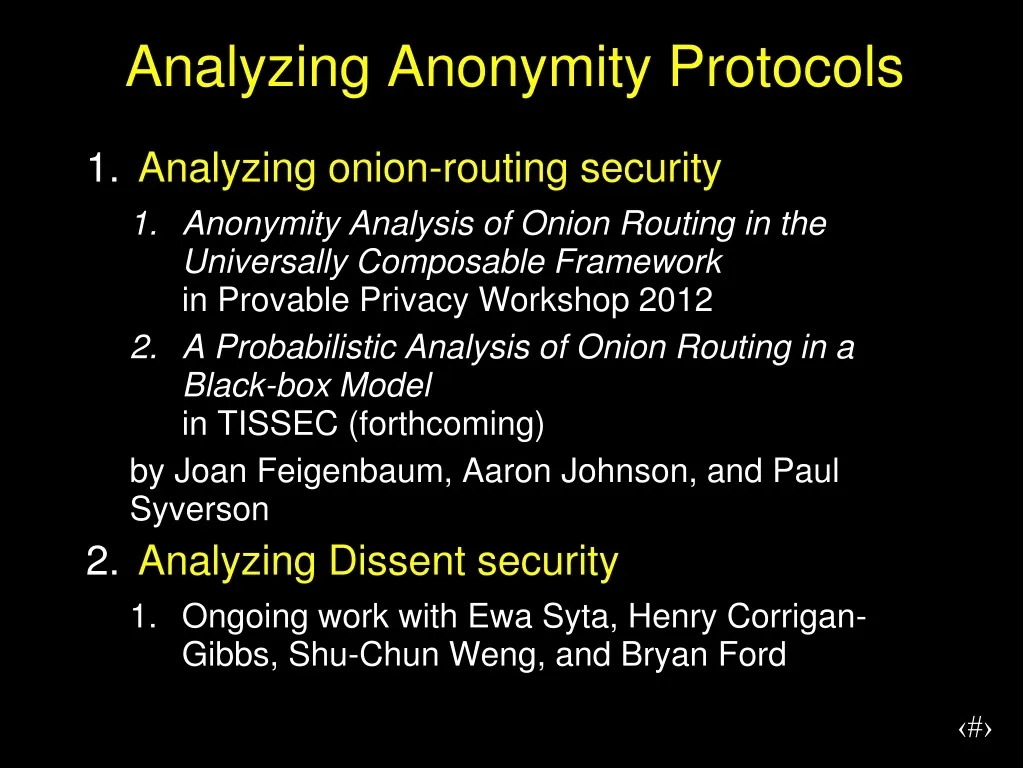 analyzing anonymity protocols