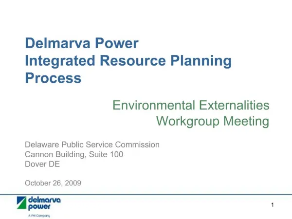 Delmarva Power Integrated Resource Planning Process