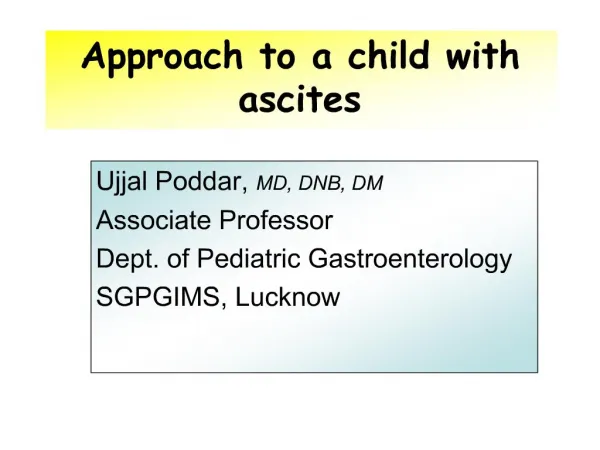 Approach to a child with ascites