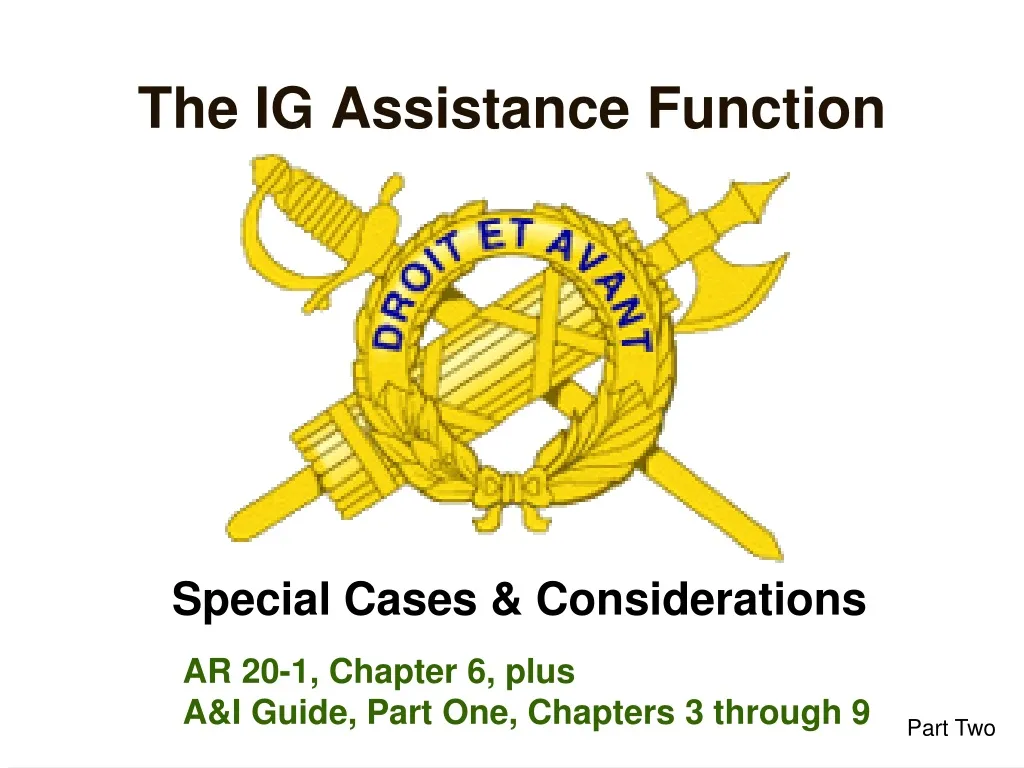 the ig assistance function