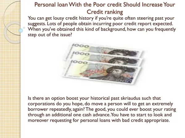 Personal loan With the Poor credit Should Increase