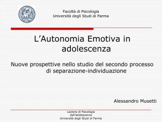 Facolt di Psicologia Universit degli Studi di Parma - slide 1