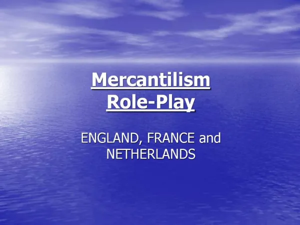 Mercantilism Role-Play