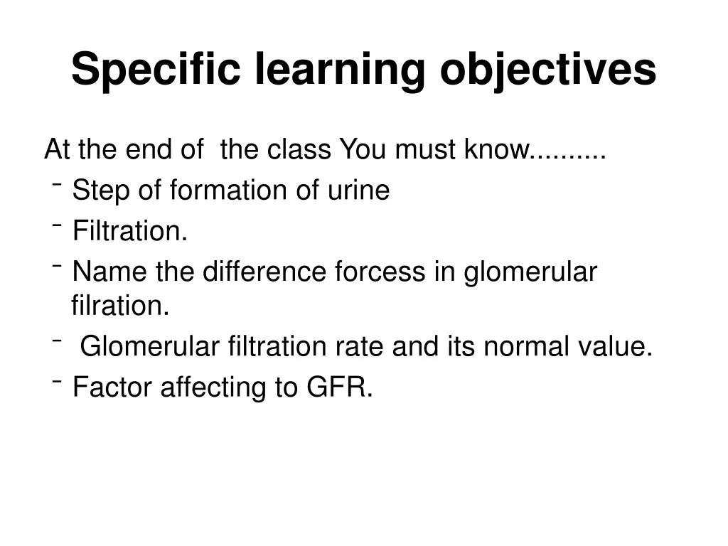specific learning objectives