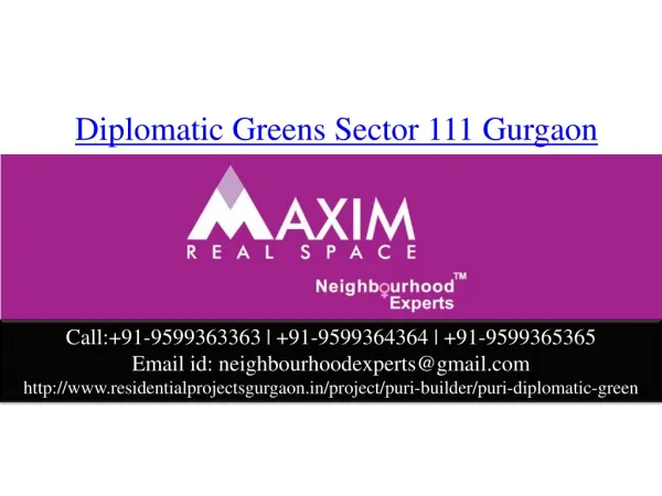 DIplomatic Greens Sector 111 Gurgaon