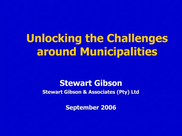Unlocking the Challenges around Municipalities