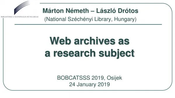 Web archives as a research subject