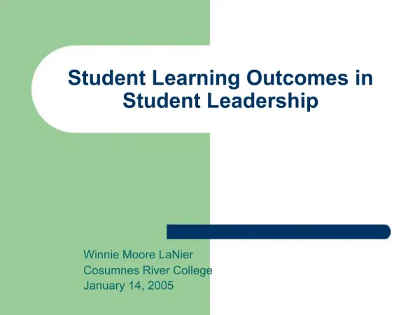 Student Learning Outcomes in Student Leadership