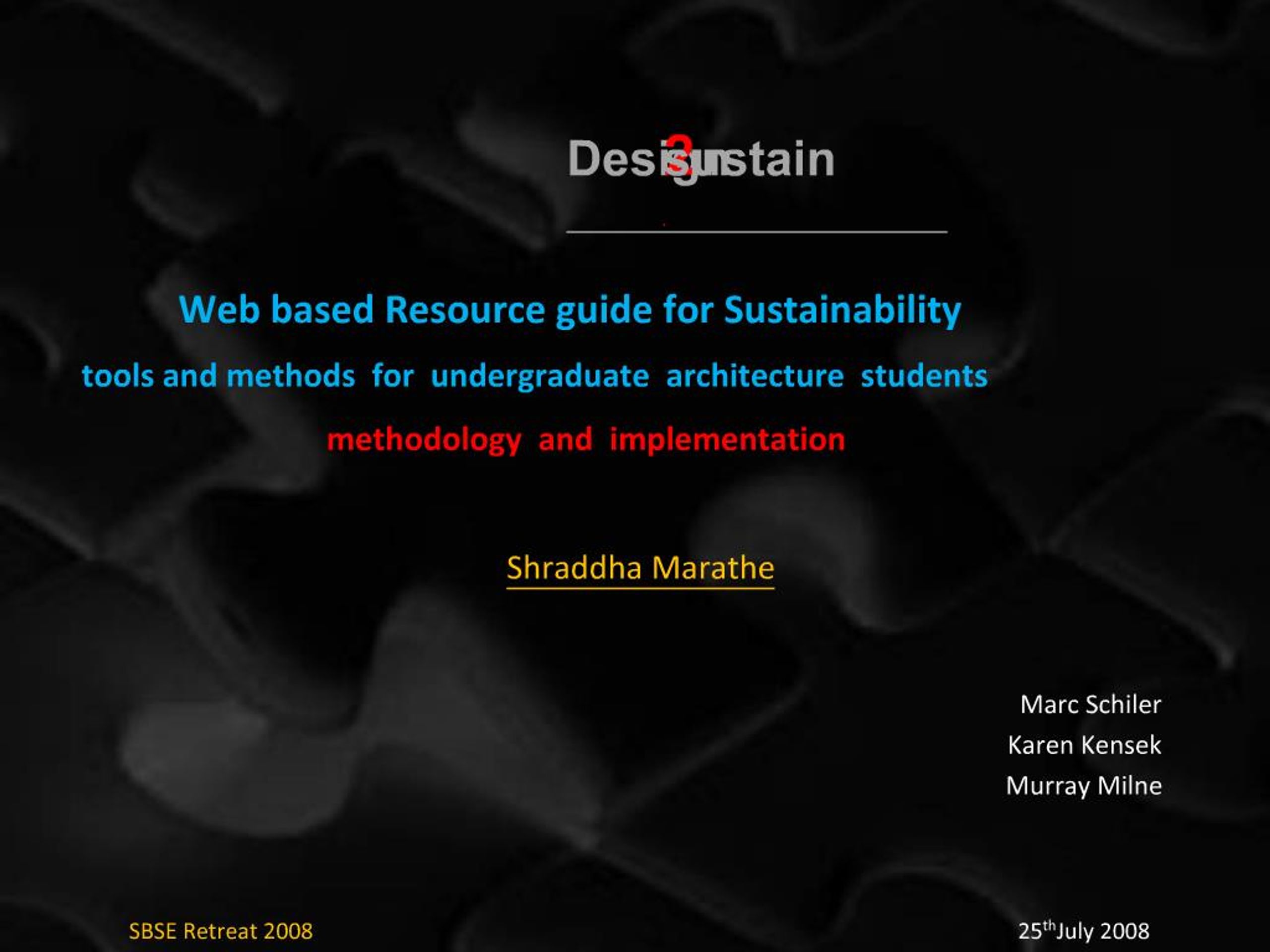 PPT - Design2Sustain: A Comprehensive Web Resource for Sustainable ...