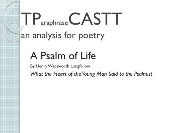 TP araphrase CASTT an analysis for poetry