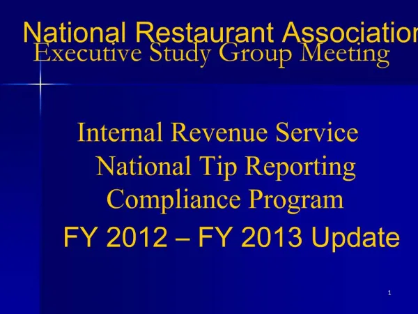 National Restaurant Association Executive Study Group Meeting