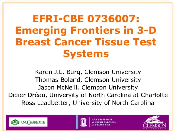 EFRI-CBE 0736007: Emerging Frontiers in 3-D Breast Cancer Tissue Test Systems