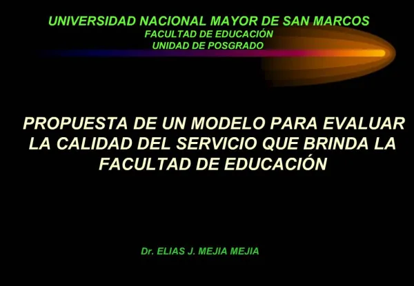 UNIVERSIDAD NACIONAL MAYOR DE SAN MARCOS FACULTAD DE EDUCACI N UNIDAD DE POSGRADO