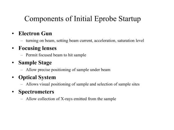 Components of Initial Eprobe Startup