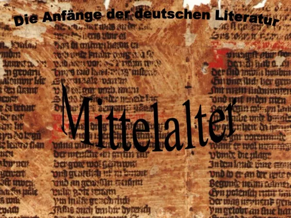 Die Anf nge der deutschen Literatur