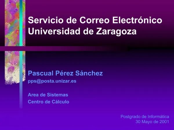 Servicio de Correo Electr nico Universidad de Zaragoza