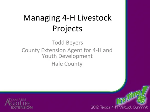Managing 4-H Livestock Projects