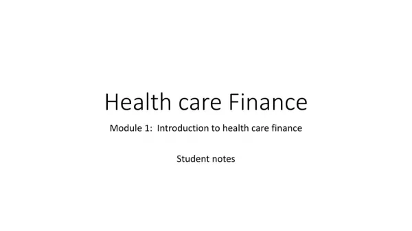 Health care Finance