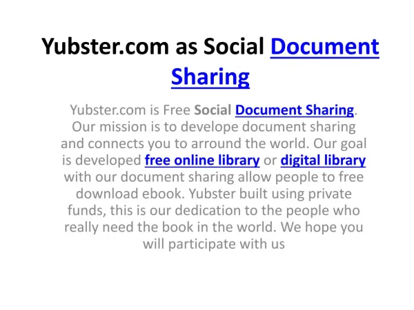 Yubster Social Document Sharing