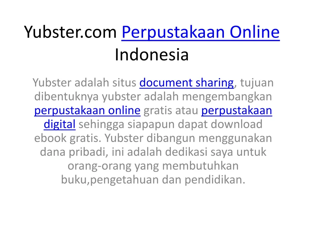yubster com perpustakaan online indonesia