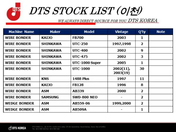 DTS STOCK LIST
