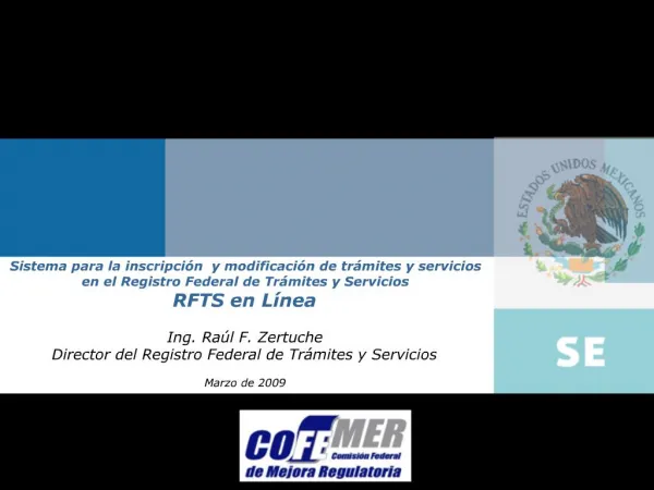 Sistema para la inscripci n y modificaci n de tr mites y servicios en el Registro Federal de Tr mites y Servicios RFTS