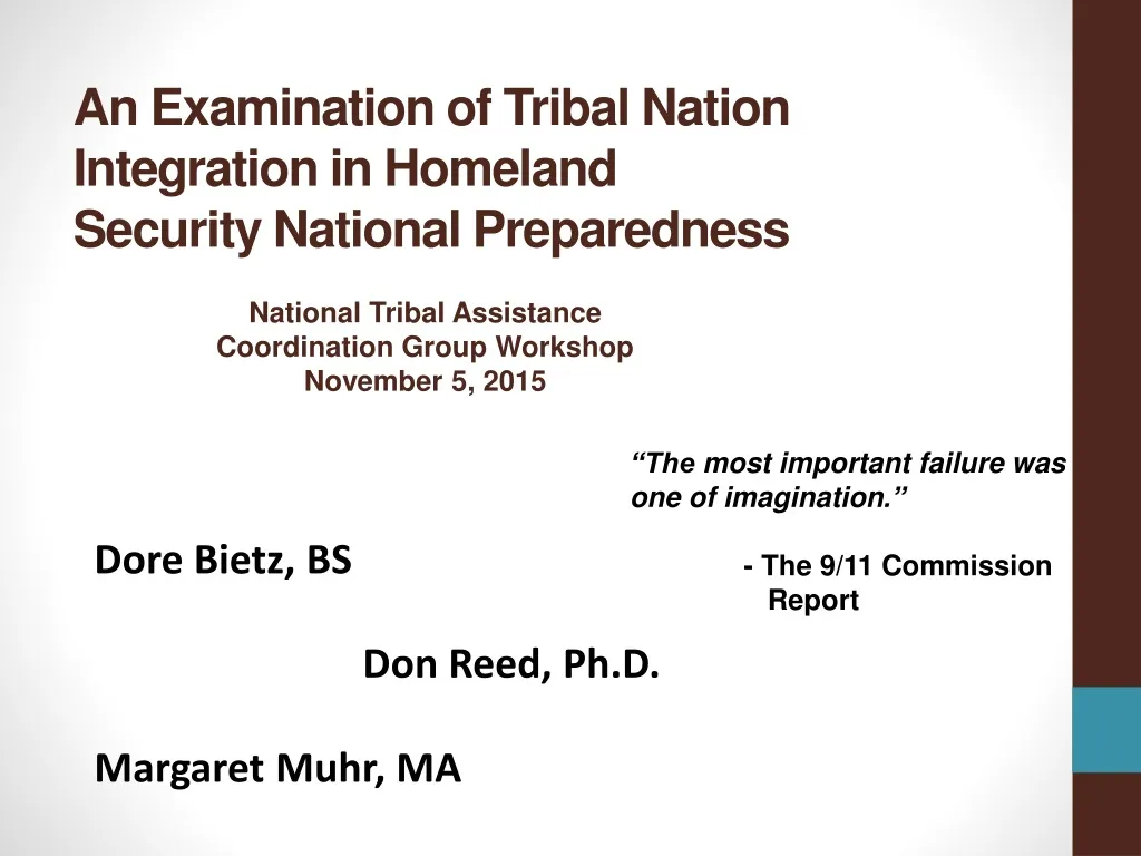 an examination of tribal nation integration in homeland security national preparedness