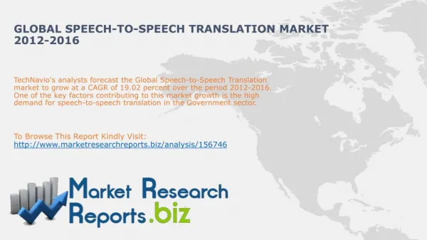 Global Speech-to-speech Translation Market 2012-2016