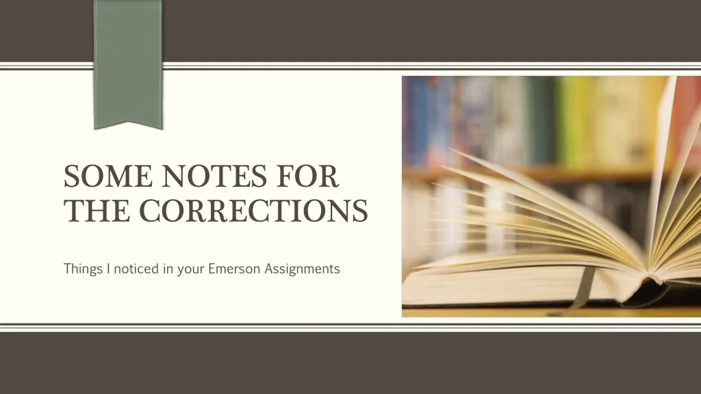 some notes for the corrections