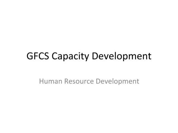GFCS Capacity Development