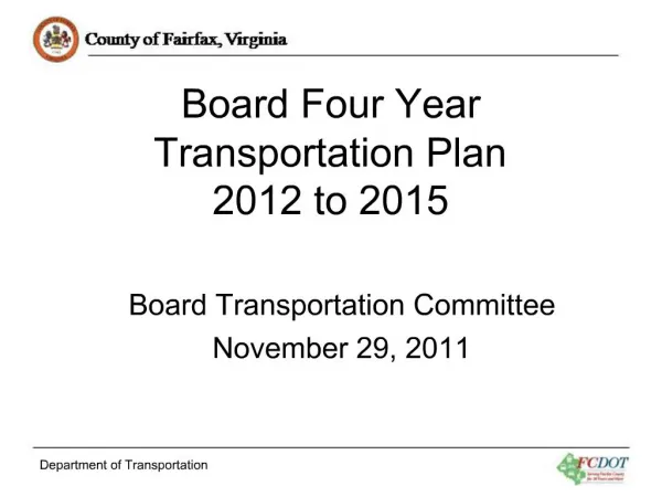 Board Four Year Transportation Plan 2012 to 2015