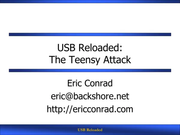 USB Reloaded: The Teensy Attack