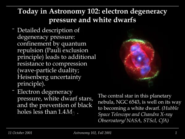 Today in Astronomy 102: electron degeneracy pressure and white dwarfs