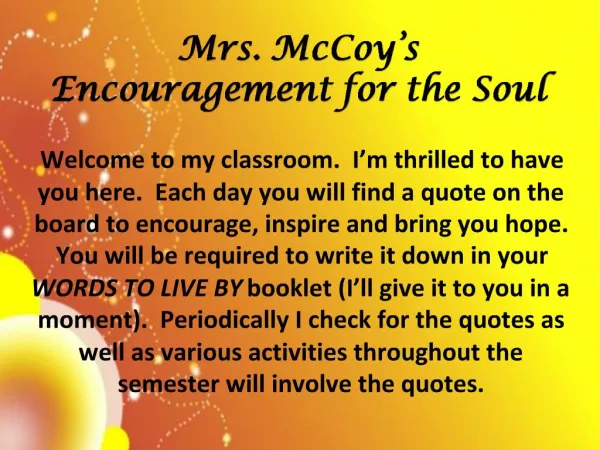 Mrs. McCoy s Encouragement for the Soul