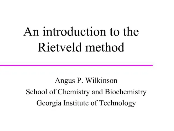 An introduction to the Rietveld method