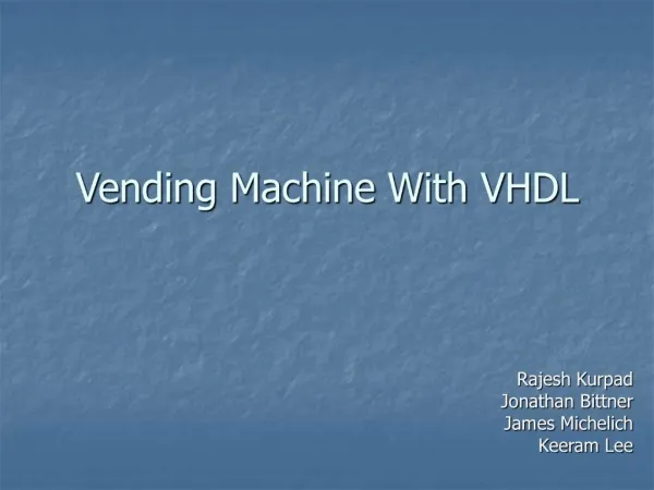 Vending Machine With VHDL
