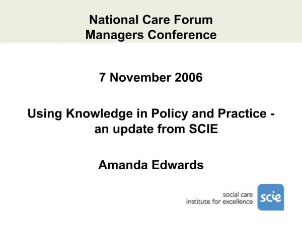 National Care Forum Managers Conference