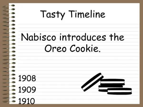Tasty Timeline Nabisco introduces the Oreo Cookie.
