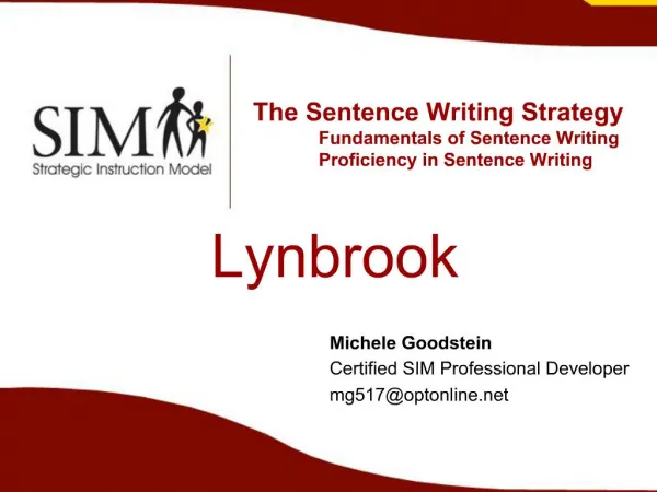 The Sentence Writing Strategy Fundamentals of Sentence Writing Proficiency in Sentence Writing