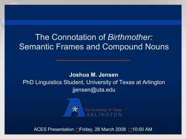 The Connotation of Birthmother: Semantic Frames and Compound Nouns